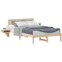 vidaXL Bedframe met hoofdeinde Bruin 140 x 190 cm Massief grenenhout