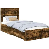 vidaXL Bedframe met lade Rook Eiken 100 x 200 cm Bewerkt hout