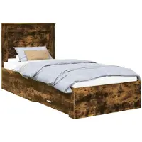 vidaXL Bedframe met lade Rook Eiken 100 x 200 cm Bewerkt hout