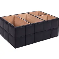 QUVIO Bureau organizer - 4 vakken - PU Leer - Zwart