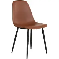 QUVIO Eetkamerstoel Parijs - Lichtbruin Vintage - Set van 2 - Zwart Stalen Poten