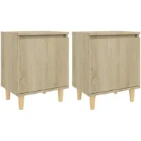 vidaXL Nachtkastjes 2 st met houten poten 40x30x50 cm sonoma eiken