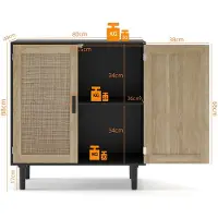 STILVORA Opbergkast - Met Rotan Deuren En Open Vakken - Voor Woonkamer En Hal - MDF En Hout - 80x40x88 Cm - Zwart