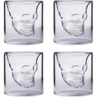 Aretica Shot glaasjes Skull - Echt glas - Set van 4