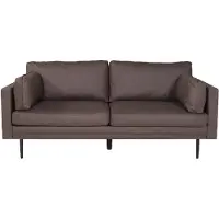 QUVIO Bank Rochester - Stijlvolle 3-zits - Bruin Microvezel - Zwarte Metalen Poten