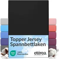 Eterea Cosmesi Naturale etérea Topper Jersey Hoeslaken 140x200 - 160x200 cm Oekotex Made in Green - 100% katoen - Zwart