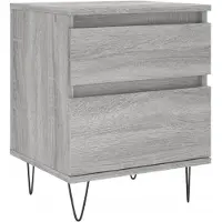 vidaXL Nachtkastje 40x35x50 cm bewerkt hout grijs sonoma eikenkleurig