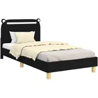 vidaXL Kinderen bedframe met hoofdboard Zwart 90 x 200 cm Stof