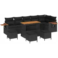 vidaXL Tuinbank Set 12 st 8-Aantal zitplaatsen Zwart poly rattan