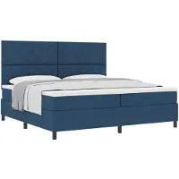 vidaXL Boxspring bed met hoofdeinde Blauw 200 x 200 cm Stof