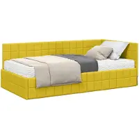 vidaXL Hoekbedframe met Matras 2 st Geel 100 x 200 cm Fluweel
