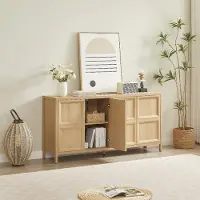 STILVORA Dressoir 160x40 cm – Tip On Deuren Met Soft Close – 2 Ruime Vakken Voor Woonkamer Slaapkamer – MDF Scandinavische Stijl – Zonder Matras – Eiken