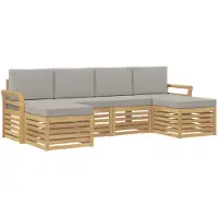 Syfax Buiten bankenset 6 pcs Wit en Lichtgrijs 253 x 122,5 x 73 cm