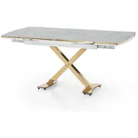AEA Eetkamer set: Eettafel met 4 stoelen, modern design, marmerlook, comfortabel, uitschuifbaar