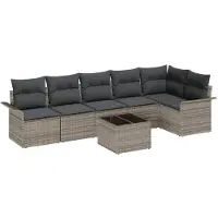 vidaXL Tuinbank Set 7 st Grijs poly rattan