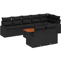 vidaXL Tuinbank Set 9 st Zwart poly rattan