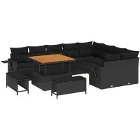 vidaXL Tuinbank Set 13 st 11-Aantal zitplaatsen Zwart poly rattan