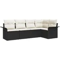 vidaXL Tuinbank Set 5 st Zwart poly rattan