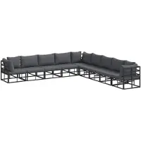 vidaXL Tuinbank Set 9 st Zwart Aluminium