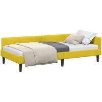 vidaXL Hoek Bed Frame met hoofdeinde Geel 80 cm x 200 cm Fluweel