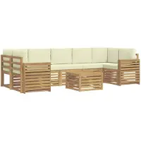 vidaXL Buiten bank set 8 st Wit en crèmekleurig Polyester