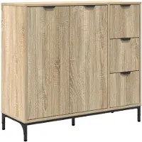 vidaXL Dressoir Sonoma Eik 89,5 x 33 x 82 cm Bewerkt hout
