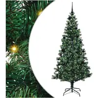 vidaXL Kunststof Voorverlichte Kerstboom Groen 210 cm PVC en Metalen