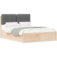 vidaXL Bedframe met Gevoerde Hoofdbord Donkergrijs 150 x 200 cm