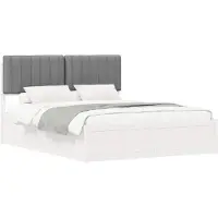 vidaXL Bedframe met Gevoerde Hoofdbord Lichtgrijs 150 x 200 cm