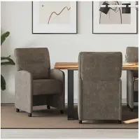 vidaXL Eetkamerstoelen met wielen 2 st Faux suede leer Donkergrijs