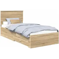 vidaXL Bedframe met lade Sonoma Eik 90 x 200 cm Bewerkt hout