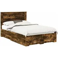 vidaXL Bedframe met lade Rook Eiken 120 x 190 cm Bewerkt hout