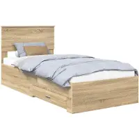 vidaXL Bedframe met lade Sonoma Eiken 90 x 200 cm Bewerkt hout