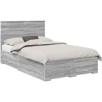 vidaXL Bedframe met lade Grijs Sonoma 135 x 190 cm Bewerkt hout