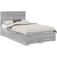 vidaXL Bedframe met lade Grijs Sonoma 120 x 190 cm Bewerkt hout