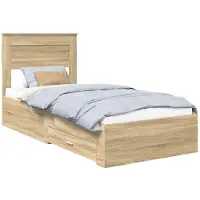 vidaXL Bedframe met lade Sonoma Eik 100 x 200 cm Bewerkt hout
