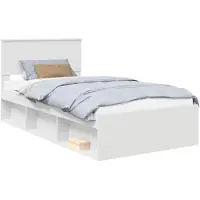 vidaXL Bedframe met hoofdeinde, wit, 100 x 200 cm, massief dennenhout
