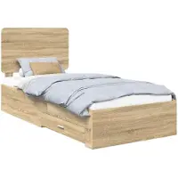 vidaXL Bedframe met lade Sonoma Eik 90 x 190 cm Bewerkt hout