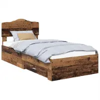 vidaXL Bedframe met lade met opslag Oudhout 90 x 190 cm Bewerkt hout