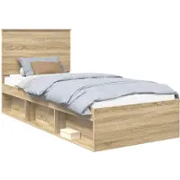 vidaXL Bedframe met hoofdeinde Sonoma 90 x 190 cm Massief grenenhout