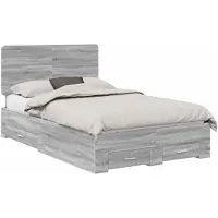 vidaXL Bedframe met lade Grijs Sonoma 120 x 200 cm Bewerkt hout