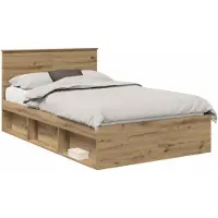 vidaXL Bedframe Ambachtelijk Eiken 120 x 200 cm Massief grenenhout