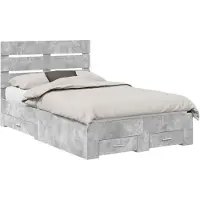 vidaXL Bedframe met lade Beton Grijs 135 x 190 cm Bewerkt hout