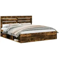 vidaXL Bedframe Rook Eiken 200 x 200 cm Massief grenenhout