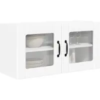 vidaXL Wandglas Kasten PORTO Wit 80 x 31 x 40 cm Bewerkt hout