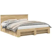 vidaXL Bedframe met hoofdeinde Sonoma Eik 180 x 200 cm Bewerkt hout