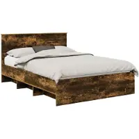 vidaXL Bedframe met hoofdeinde Rook Eiken 150 x 200 cm Bewerkt hout