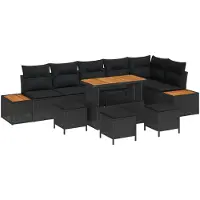 vidaXL Tuinbank Set 10 st 9-Aantal zitplaatsen Zwart Poly rattan