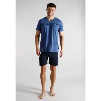 Tom Tailor Pyjama kort nachtblauw / saffier / wit