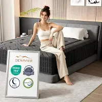 DEWINNER , Matras, geluidsloos, 90x190 cm, hoogte 30 cm, traagschuim, huidvriendelijke grijze bovenkant, stevig comfort, ademend, 7 zones